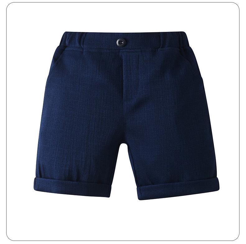 Completo estivo per bambini in stile britannico: Camicia a maniche corte, Pantaloncini, Gilet per ragazzi.