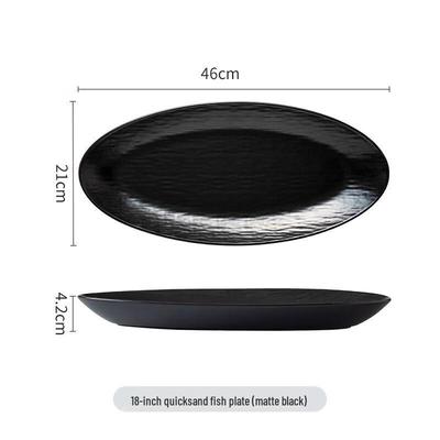 ZISIZ Japanese Style Stone Pattern Ceramic Fish Plate