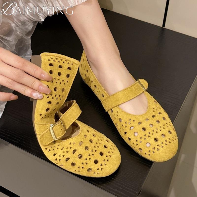 Fashion Hollow Loafers Women Casual Flat Sandals Marie Janes Shoes Woman 2025 Trend Dress Summer Comfort Soft Sole Breathable Zapatos