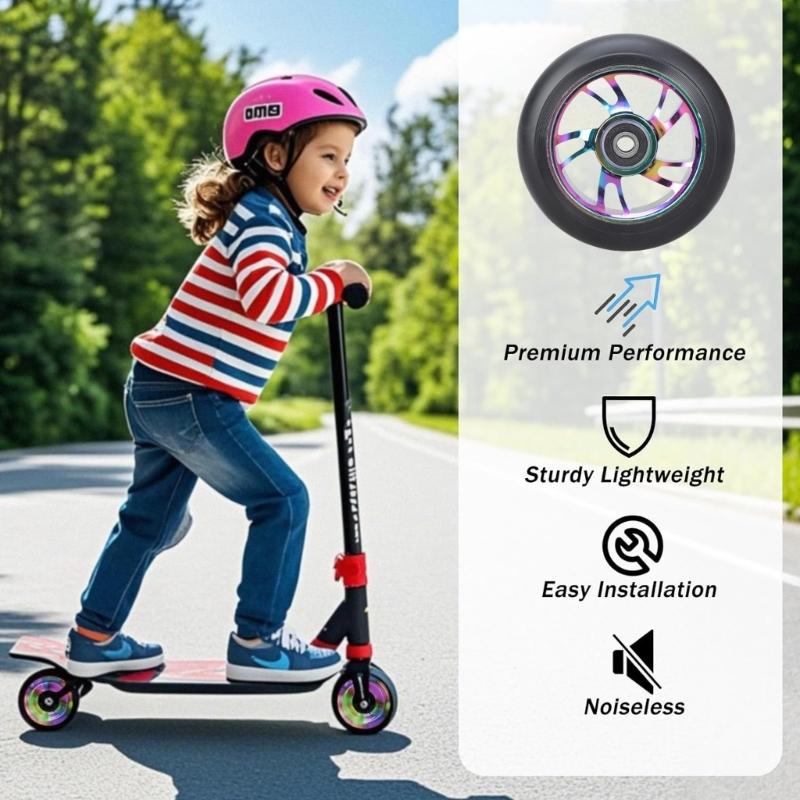 2lots Scooters Replacement Wheel with Bearings Aluminum Alloys Scooters Wheel for Aggressive Trick Cycling