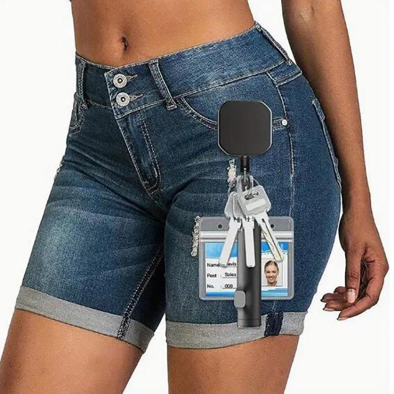 Duty Retractable Metal Heavy Wire Keychain Pull Badge Reel ID Lanyard Name Tag Card Badge Holder Reel Key Ring Outdoor Tool Gift