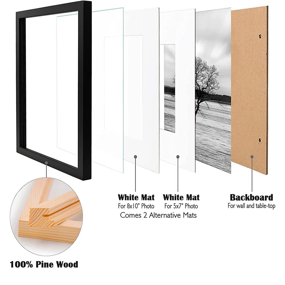 PHOTOLINI Cornici 40x50 cm nero legno MDF, set di 3 cornici per poster
