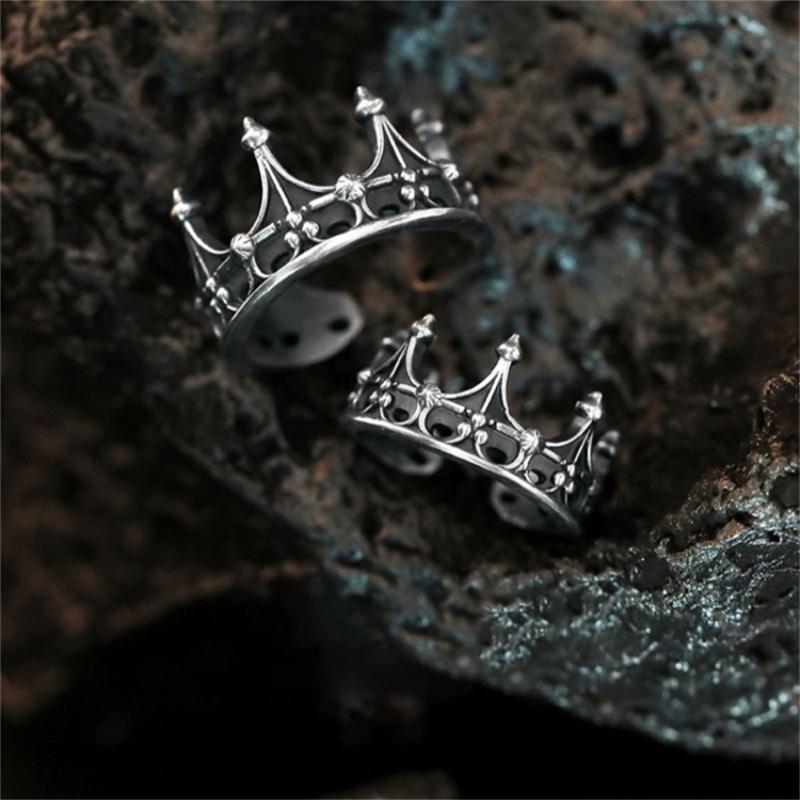 Practical Crown Open Ring Vintage Style Adjustable Size Alloy Jewelry Women Fashion Accessory for Fashion Outfits