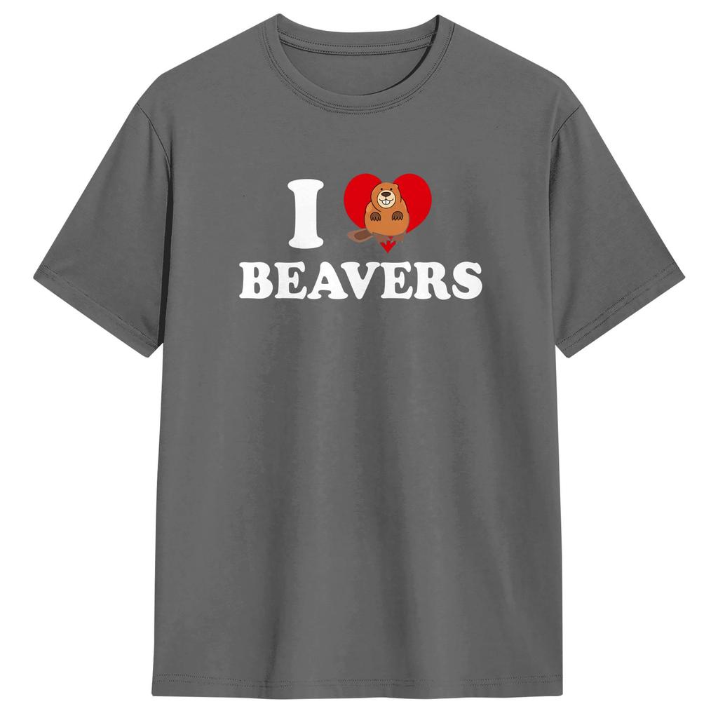 I Love Beavers TShirt Unisex  Vintage T Shirts Summer O Neck Fashion Tee Shirt Hot Sale Oversized Clothes