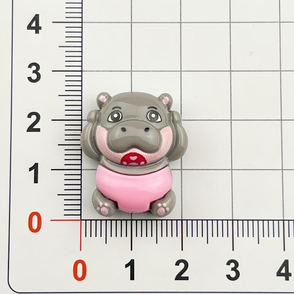 Glossy Cartoon Hippo Resin Accessories for DIY: Hair Clip, Keychain, Bag Pendant, or Fridge Magnet
