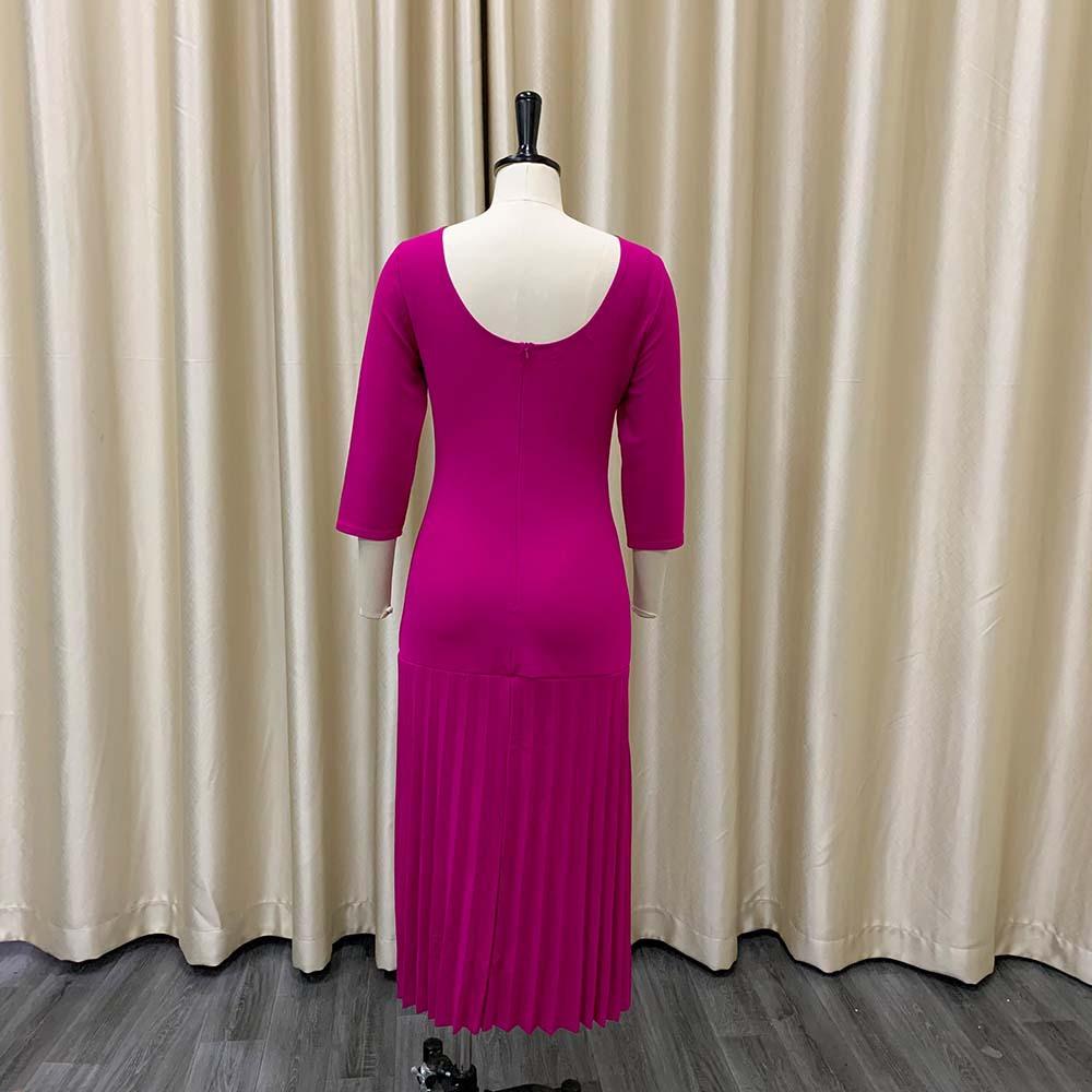 Women Spring Autumn Fashion Sexy Square Collar Dress Ladies One Piece Solid Long Sleeves Pleated Sheath Dress