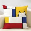 Abstract Painting Piet Mondrian Art Cushion Cover Natural Linen Organic Fabric Double-Sided Printing Breathable For Home Decor