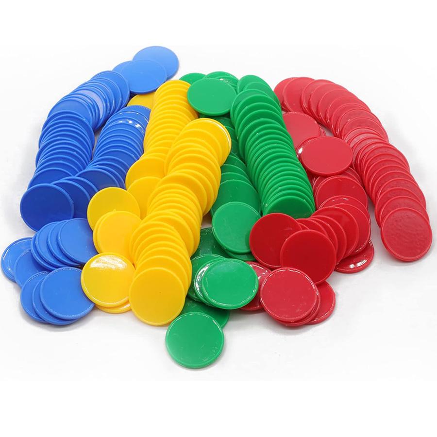 100 Chips & 10 Dices Set - 19mm Opaque Plastic Color Learning Counters Mini Poker Chips Game Tokens, Party Game Prop JXB
