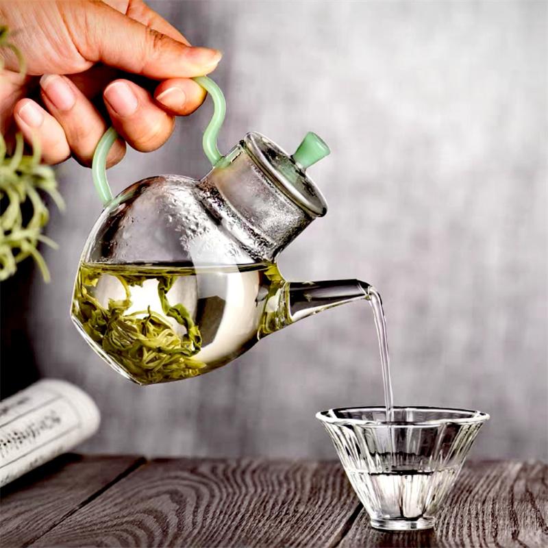 210ml High Borosilicate Small Glass Teapot Heat Resistance Tea Kettle Teaware Fruit Flower Kung Fu Tea Set Tea Brewing Tea Set