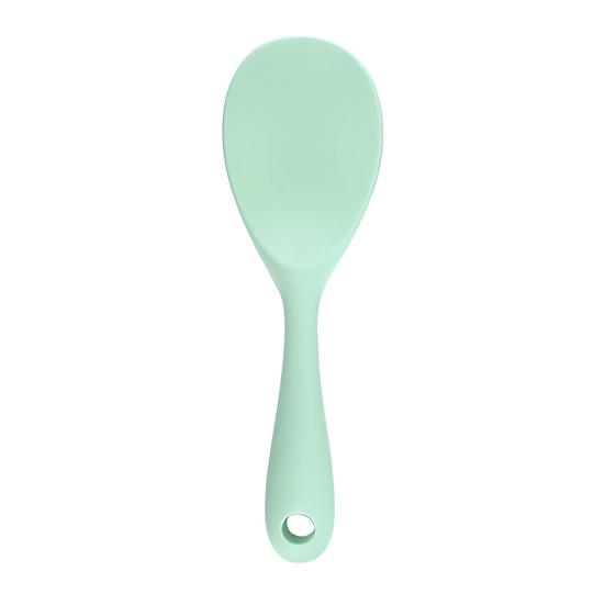 Rice Spoon Comfortable Grip Ergonomic Heat Resistance Food-grade Scoop Rice Silica Gel Non-stick Long Handle Scoop for Home