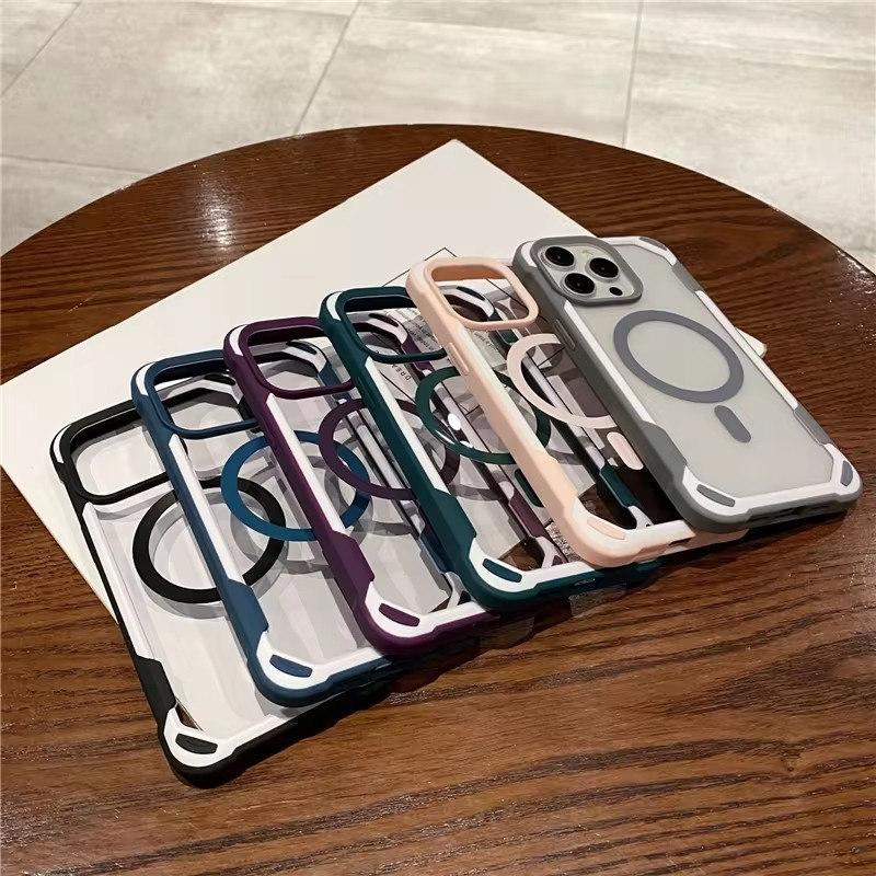 For iPhone 15 Pro Max Luxury Magsafe Magnetic Square Silicone Frame Phone Case For iPhone 11 12 13 14Plus Samsung S24 Ultra Clean Protective Cover