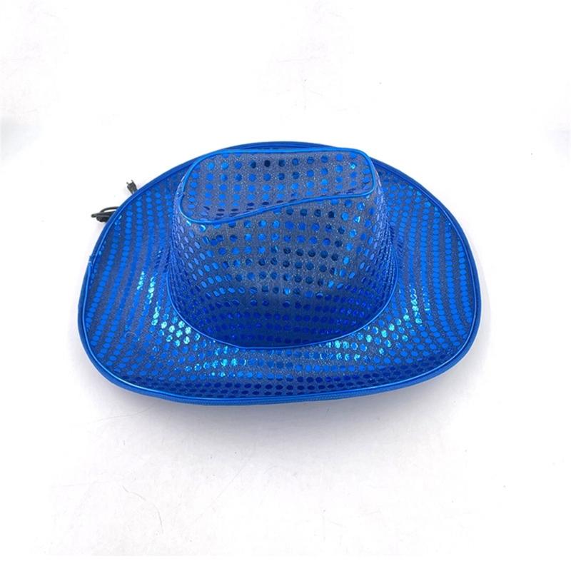 Sparkly Glowing Cowboy Hats Glinting Sequins Panama Hat for Party Halloween