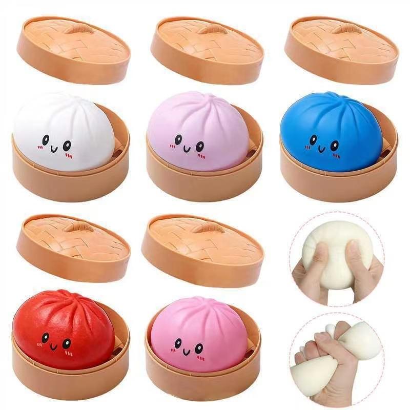 Colorful Simulated Dumpling Squishy Relaxing Relieve Anxiety Antistress Enhance Happiness Reusable Rebound Squeeze Reliever Toy