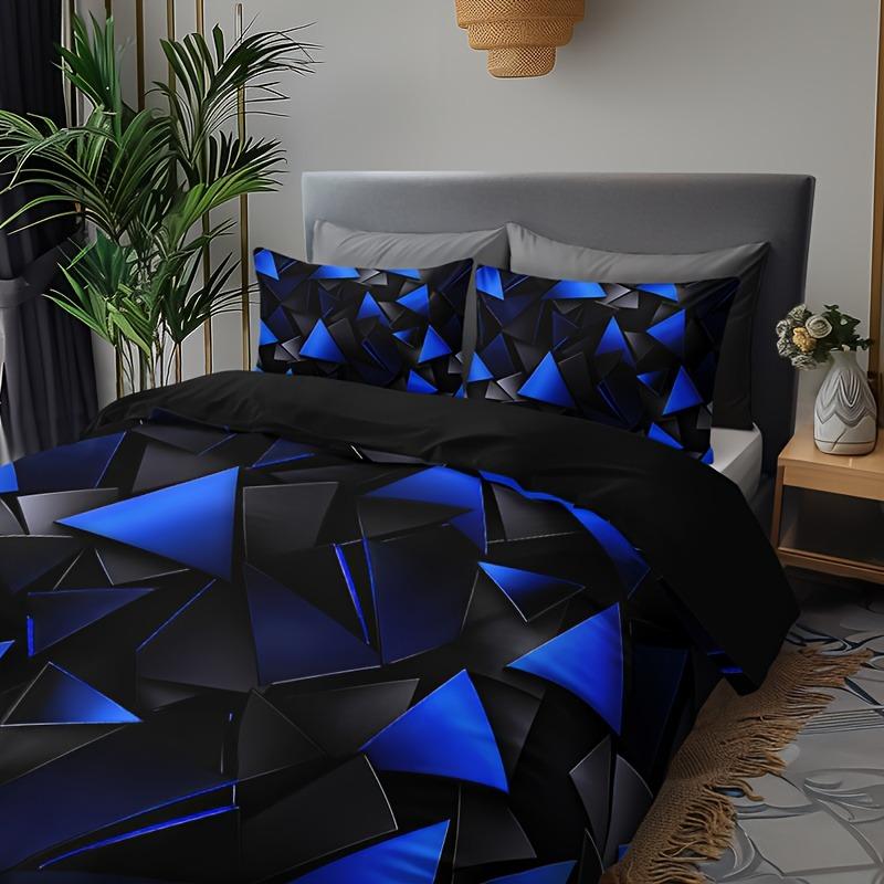 Geometric Gradient Plaid Soft Duvet Cover Set High-Definition Print Comfort Machine Washable Modern Home Decor for Dorms plus Bedroms