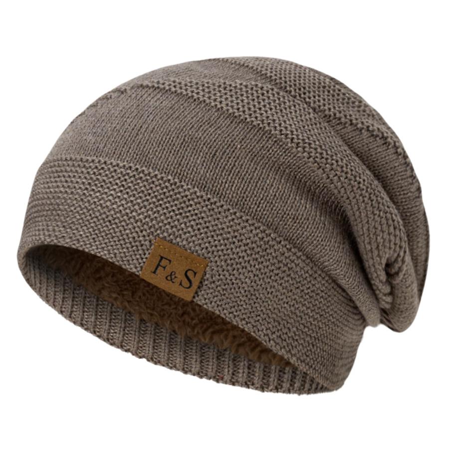 Unisex Winter Hats Outdoor Add Fur Lined Knitted Hats Fashion Warm Sports Beanie Cap