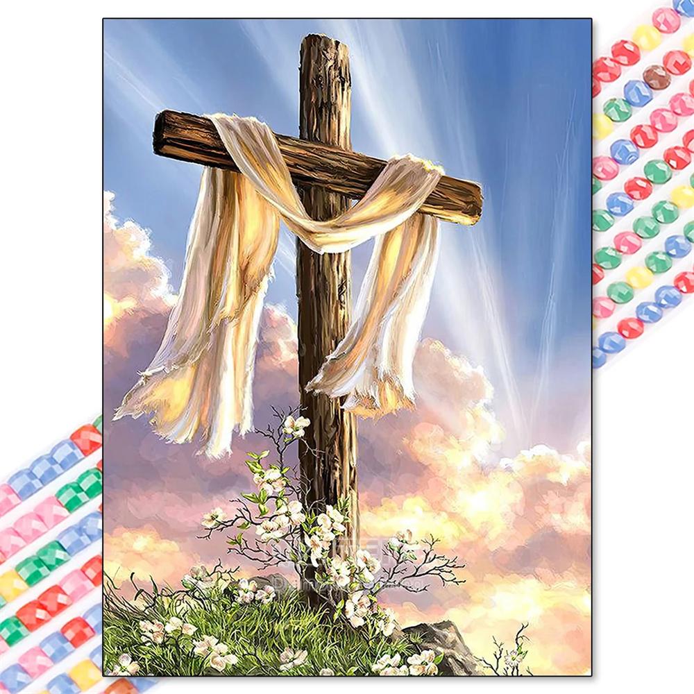 5D Diamond Painting Kit Jesus Cross Religious Sticker Diamond Embroidery Handmade DIY Mosaic Home Decoration Adult Gifts
