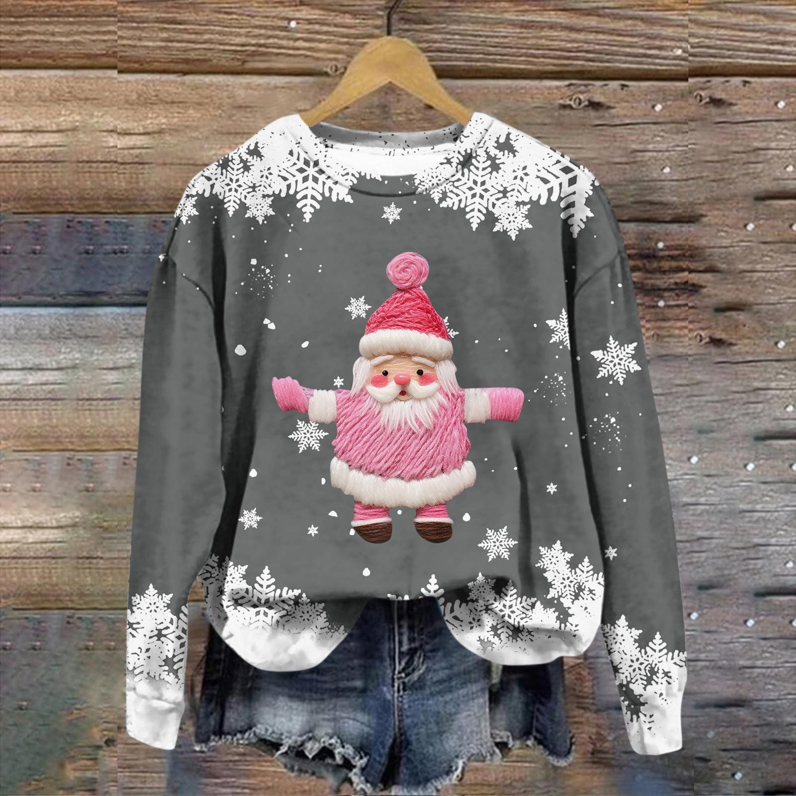 

Женская модная рождественская принтованная толстовка с длинным рукавом и круглым вырезом XL