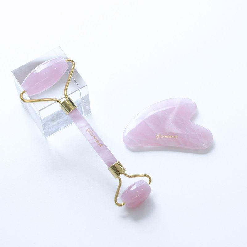 Glowiest Rose Quartz Gua Sha & Roller