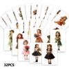 32pcs, Cute Girl Postcards, Cartoon Little Girls, Collection, Wall Stickers, Mailing Cards, Greeting Cards, DIY Postcards, D