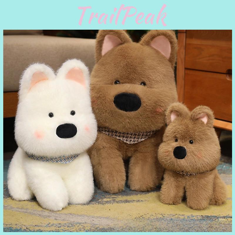 Cute West Highland White Terrier Plush Dog Doll Soft Stuffed Toy For Pets In White And Brown Colors