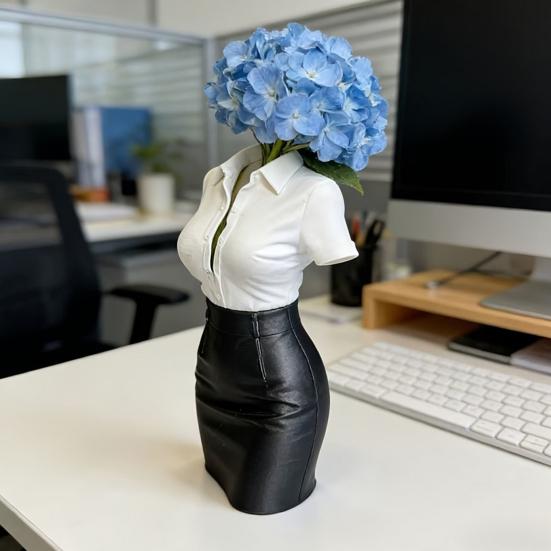 Statue de buste féminin Imprimée en 3D Figurine de buste professionnelle Art du corps humain Vase Porte-pinceaux de maquillage Stylo pour Décoration de bureau à domicile