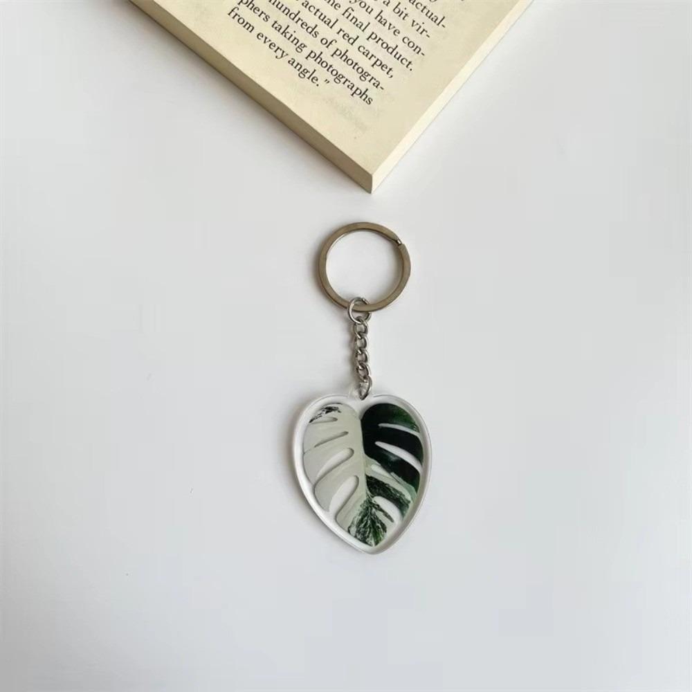

New Acrylic Leaf Keychain Fashion Pendant 2D Flat Foliage Key Chain Backpack Hanging Decoration Car Bag Charm Mom Gift