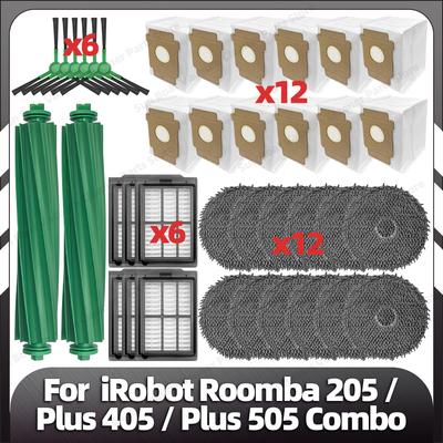 Compatible for iRobot Roomba 205 / Plus 405 / Plus 505 Combo Replacement Main Side Brush HEPA Filter Mop Pads Dust Bag Parts