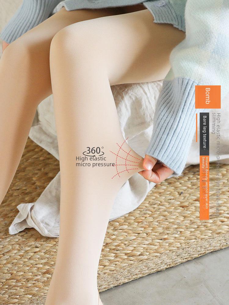Women's Nude Flesh-Colored Warm Cotton Leggings - Velvet Thickened, Autumn/Winter Stockings