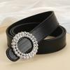 Ladies Belt Double Ring Double Diamond Round Button Head Belt