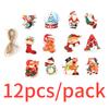 (12 pcs/pack) 4.9-8.5cm Christmas Pendant Wooden Pendants Colorful Woodblock Children's Cartoon Snowman Festival Decoration DIY