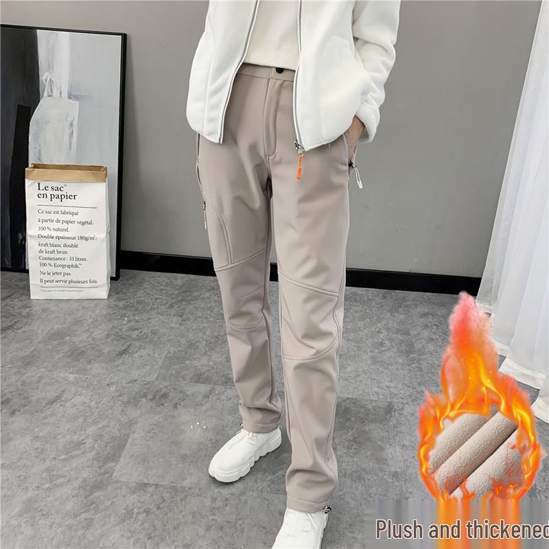 Outdoor Windproof Waterproof Thickened Ski Hiking Softshell Fleece Pants for Men and Women - Autumn Winter