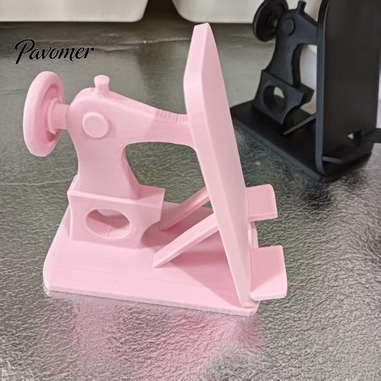 Handmade Craft Studio Decor Retro Sewing Machine Phone Stand, 3D Printed Desktop Holder for Cell Tablet, Desk Enthusiasts Hands Free Mount Tutorials,