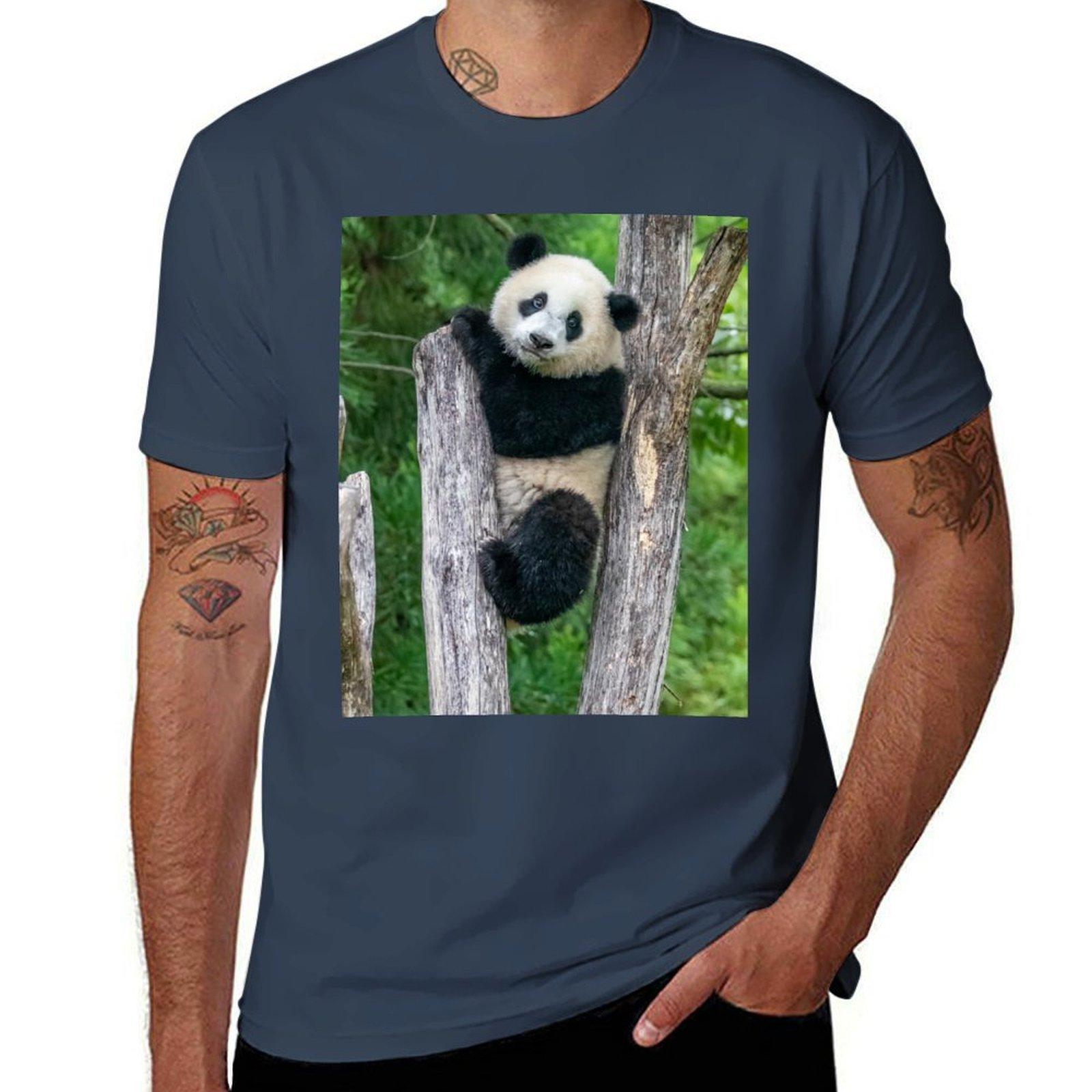 Giant Panda Xiao Qi Ji At The Smithsonians National Zoo Tshirt Daily Wear Plain Short Sleeve Shirt S
