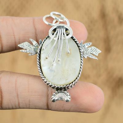 Natural Mother Of Pearl Wife Unique June Birth Boho Pendant Jewelry 925 Silver