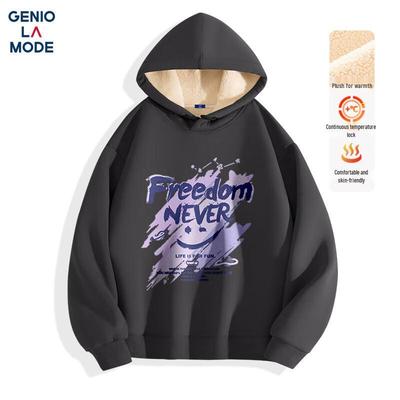 GENIOLAMODE Men's Fleece-Lined Graffiti Starry Sky Hooded Sweatshirt