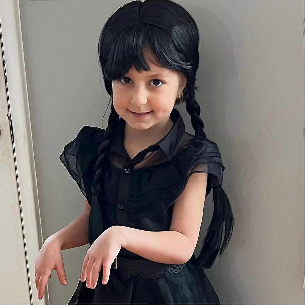 Black Braided Wig for Kids Girls Long