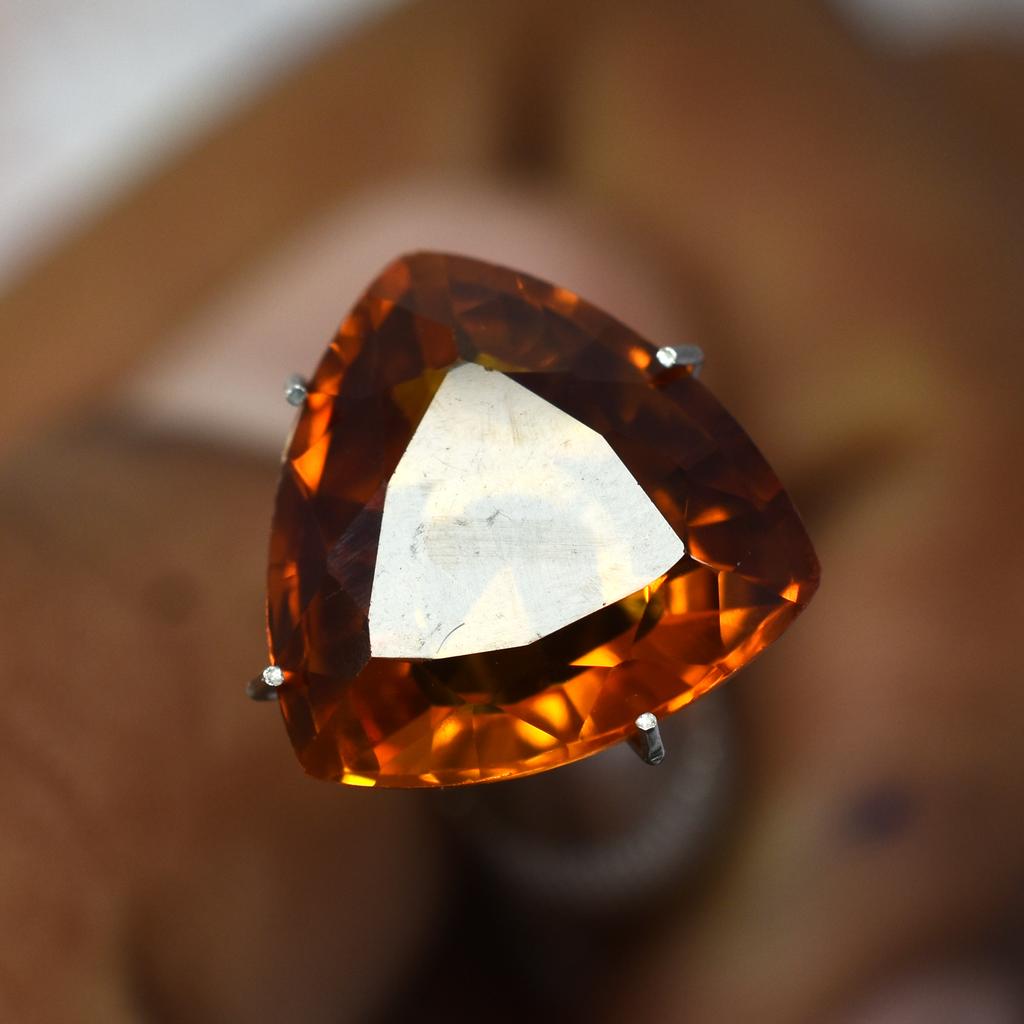 Natural Orange Sapphire Loose Gemstone Trillion Cut 8.10 Ct September Birthstone for Gem Collections