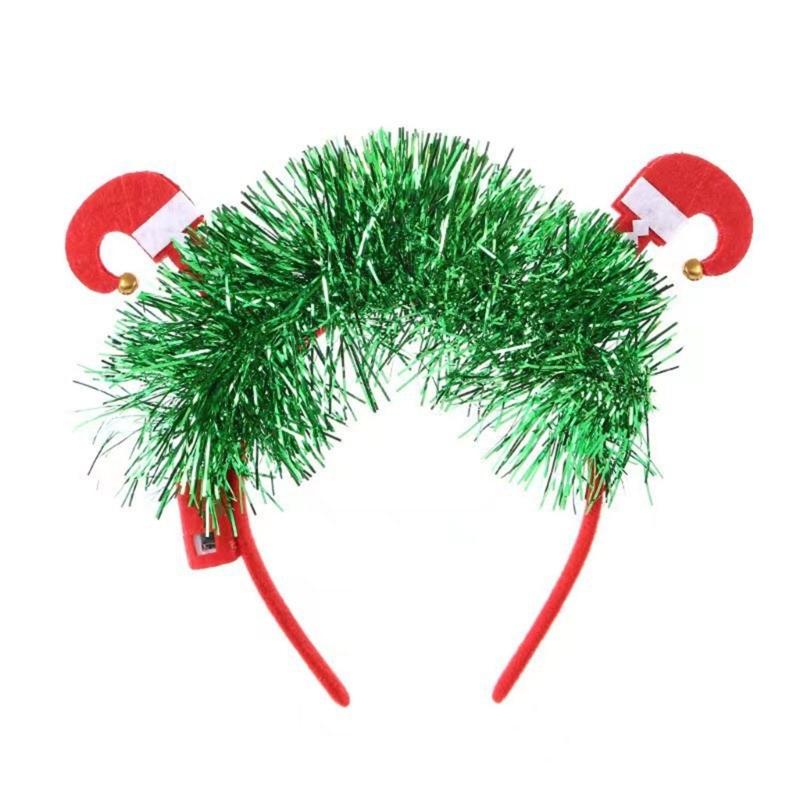 Flashing Christmas Headband with Built-in LED Light New Year Headgear Festive Hair Accessories for Holiday Parties
