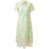 Sancai New Chinese Style Faux Two-Piece A-Line Dress