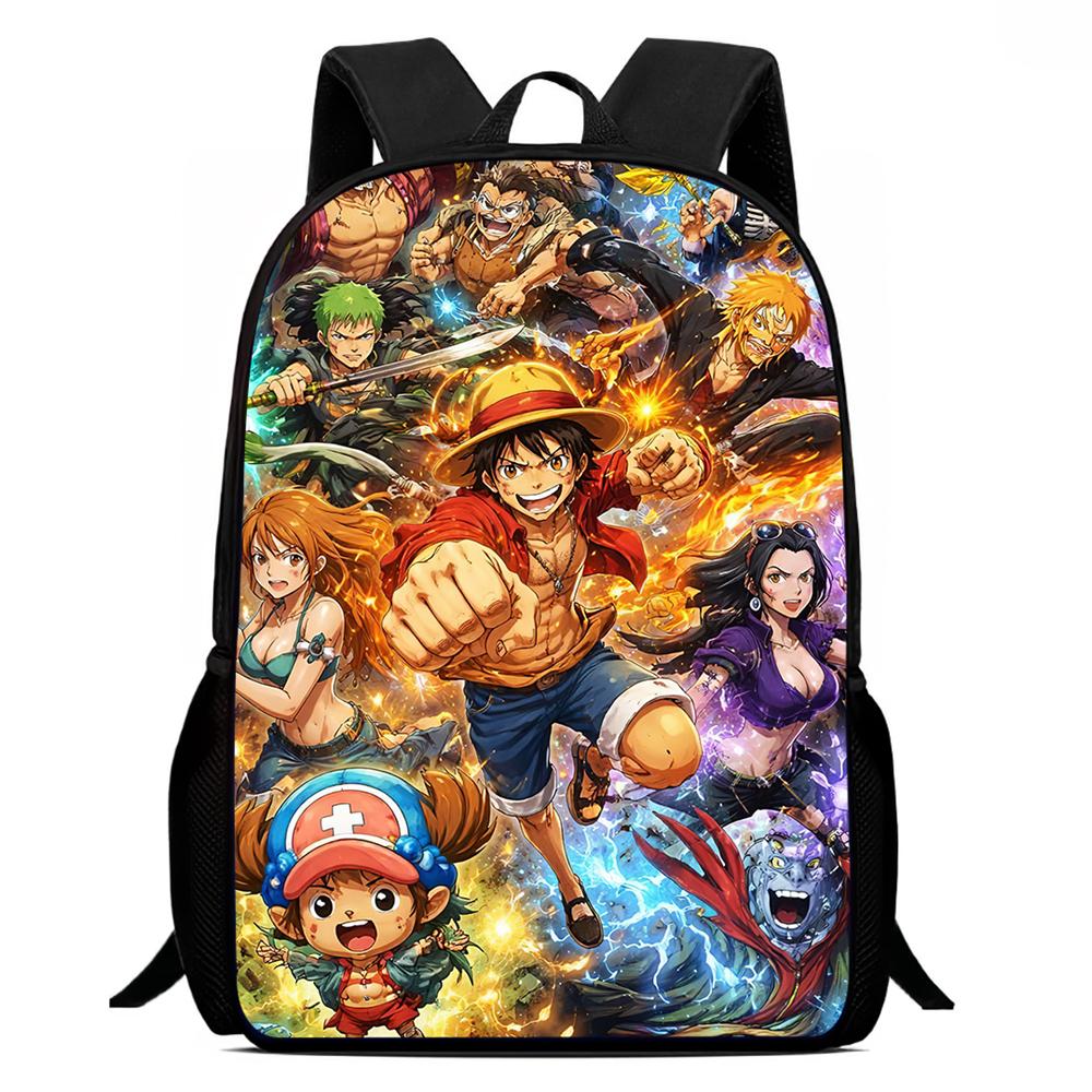 Mochila One Piece Escolar 15 Inch Cartoon School Backpack Large Capacity Durable Lightweight Adjustable Strap For Kids Ages 6-10