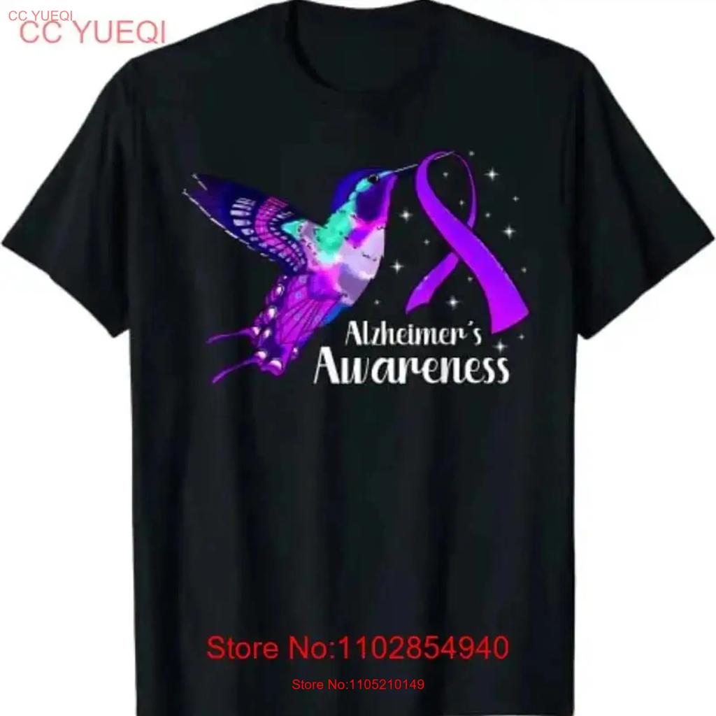 Alzheimer's Disease AD Hummingbird Purple Awareness Ribbon T Shirt Size S 5XL vintage Washed Soft Breathable Versatile Unisex