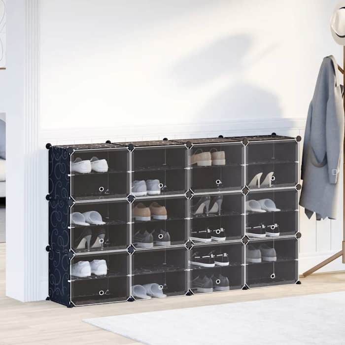 VidaXL Storage Cubes 12 Pcs with Doors Black PP, Storage Cube, Cube Storage Organizer, Shelf At 4019578