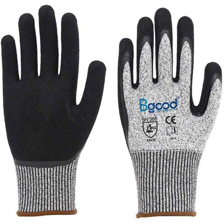 Cut Resistant Gloves Sandy Nitrile Anti Slip Abrasion Resistant Safety Gloves for Industrial Warehouse