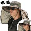 Solar Fan Hat with Neck Flap USB Rechargeable UV Protection Dual Cooling Fan Fishing Hat Foldable Men Women Fisherman Hiking Mountaineering Sun Hat