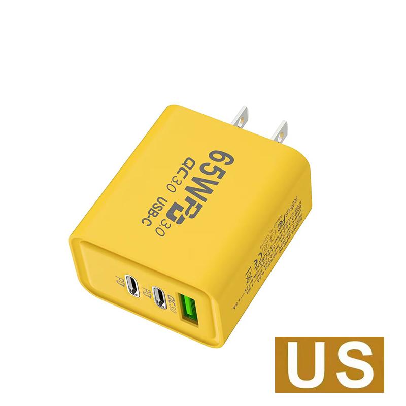 

Зарядное устройство PD 65 Вт Двойной Type-C Одинарный USB Зарядка Подходит для Apple 15 Мобильный телефон Huawei 5V2A Зарядная головка EU/US Универсальная