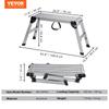 VEVOR Folding Work Platform, 330 Lbs Load Capacity, Aluminum Drywall Stool Ladder, Heavy Duty Work Bench W/ Non-Slip Feet, Ideal for Washing Vehicles