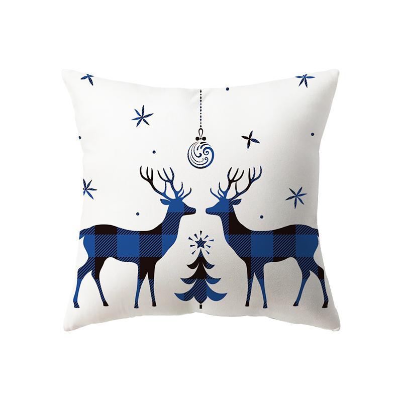 Christmas Theme Printed Pattern Cushion Cover Home Living Room Sofa Decoration Square Polyester Pillow Pillow Cover