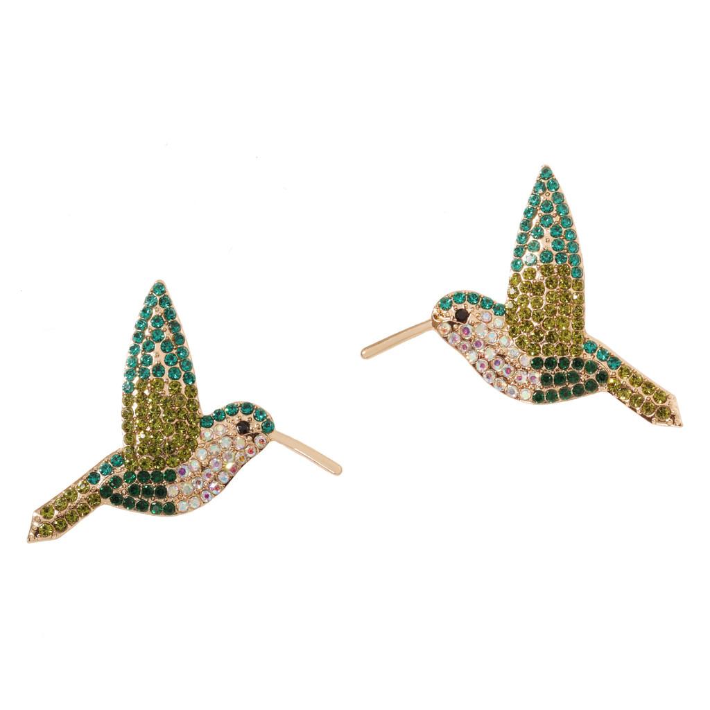 Pinkdudu Hummingbird Rhinestone Earrings Fashion Forward Alloy Studs with Colorful Crystal Details PD156