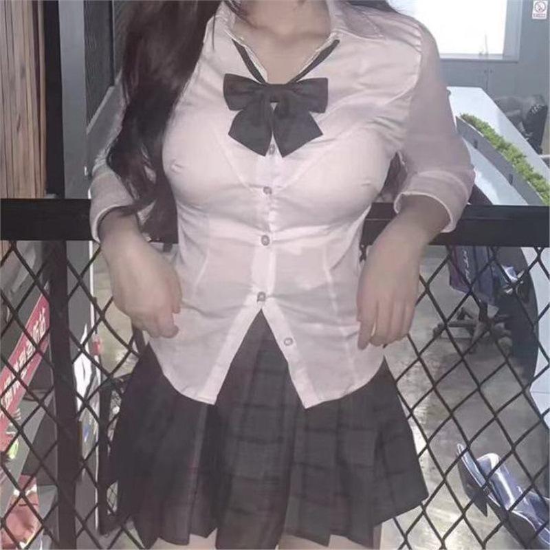 JK Academy Style Two-Piece Set: Tight Waist Shirt & Pleated Skirt