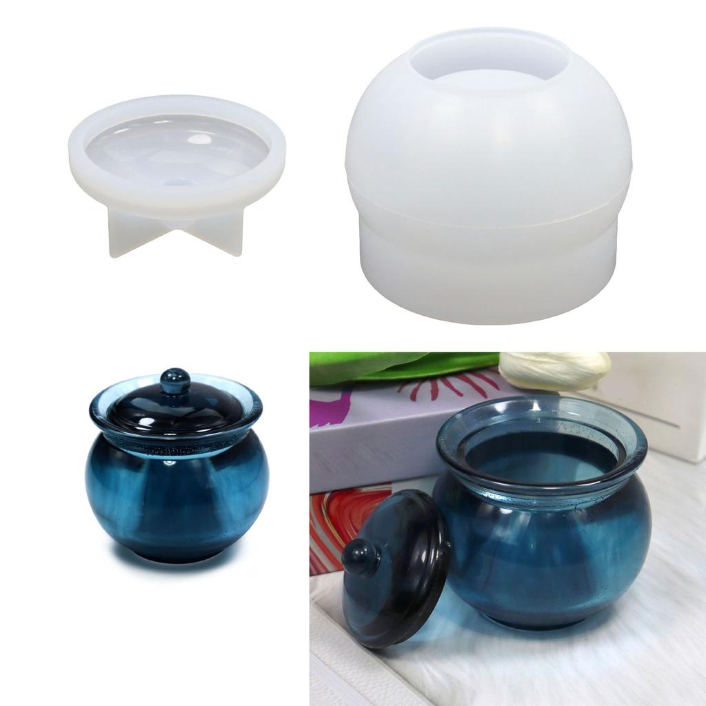 Glasharzformen, Silikonharz-Glasformen mit Deckel, Silikonformen, Epoxidformen mit Deckel für Vorratsbehälter, Bonbongläser